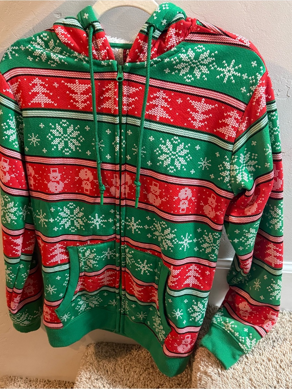 American Dream Team ADTN Sherpa Fleece Hoodie Ugly Sweater Snowman, Size S